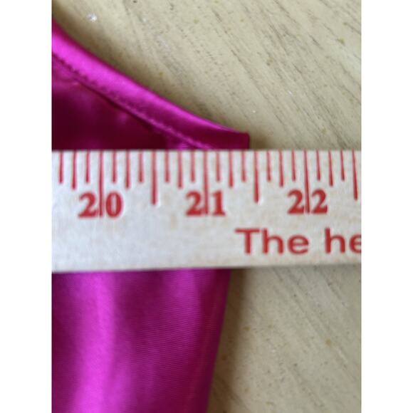 Y2K BEBE Womens Maxi Slip Dress XL Satin Burgundy Pink Whimsigoth Babydoll Prom - Picture 3 of 11